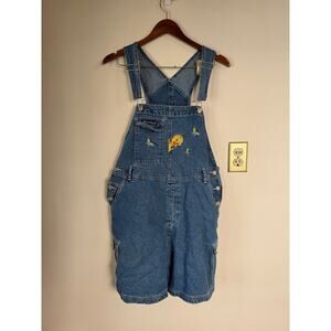 Vintage Looney Tunes Tweety Bird Denim Jean Overall Romper